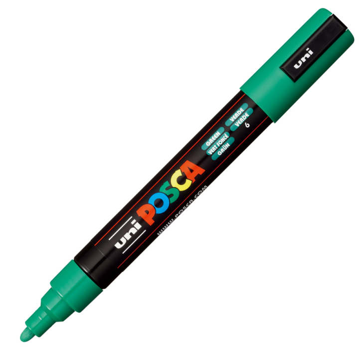 Carioca Marker UNI Posca PC-5M, varf rotund, 1.8-2.5mm pentru orice tip de suprafata GREEN VERDE nr 6 - Imagine 1