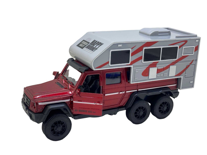 Macheta Metalica Camper Off-Road , Scara 1:32, cu Functii Interactive Culoare  Rosie