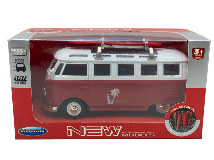 Macheta replica Volkswagen Surf din Metal - Design Retro cu Detalii Realiste rosie