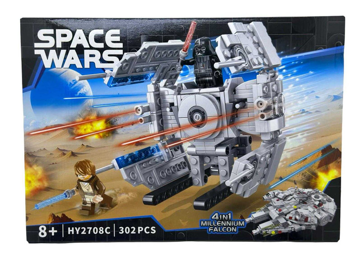 Set constructie nava spatiala 302 piese – replica Space Wars cu Darth Vader si Jedi, model HY2708C