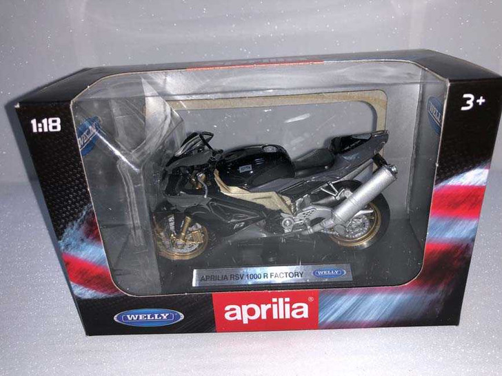 Macheta motocicleta aprilia rsv 1000r neagra 1/18 - Imagine 1