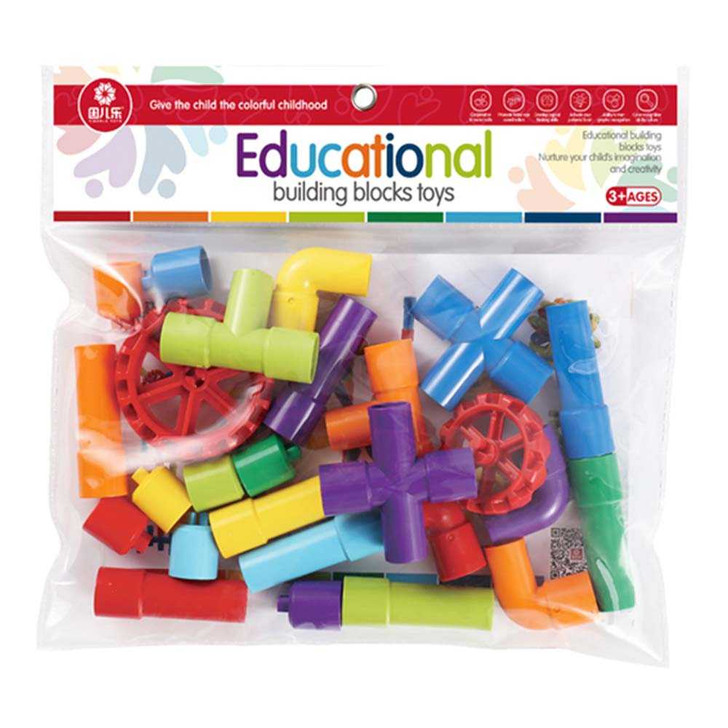 Set constructie Educativ piese lego tip conducte 26 piese - Imagine 2