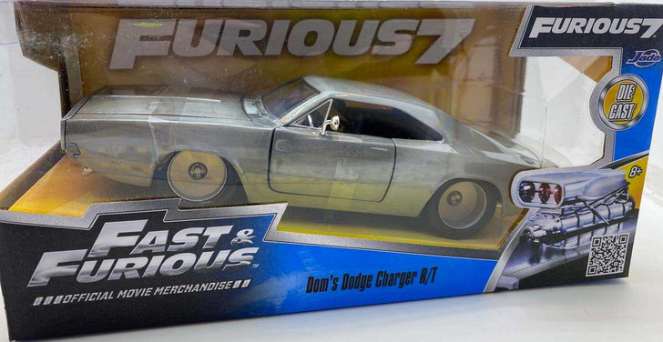 Macheta metal Fast and Furious Dom Dodge Charger silver R/T scar - Imagine 1