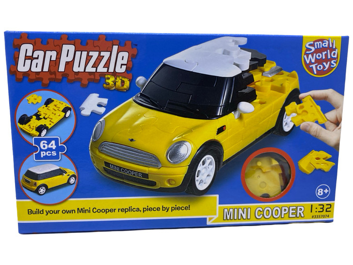 Puzzle 3D Mini Cooper 1:32 - 64 piese Galben/Alb