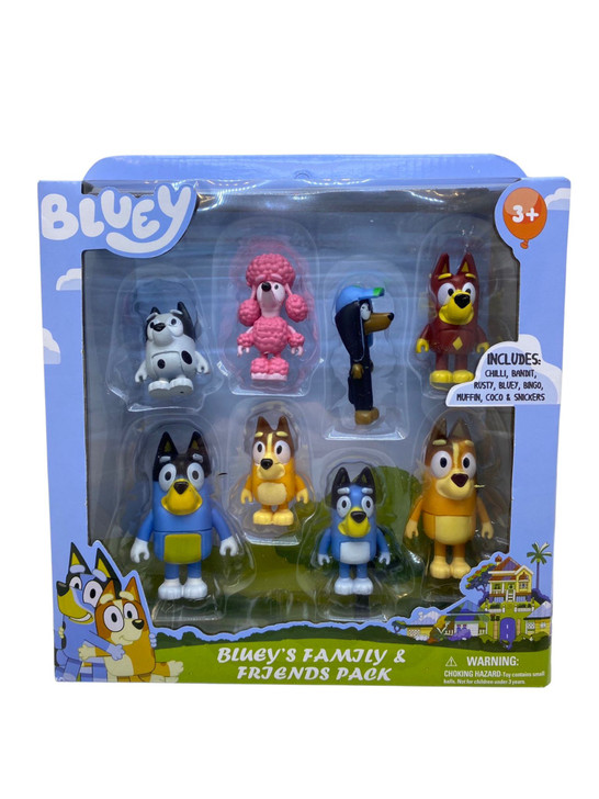 Set Figurine Bluey si prietenii: Chilly, Bandit, Rusty, Bluey, Bingo, Muffin, Coco, Snickers