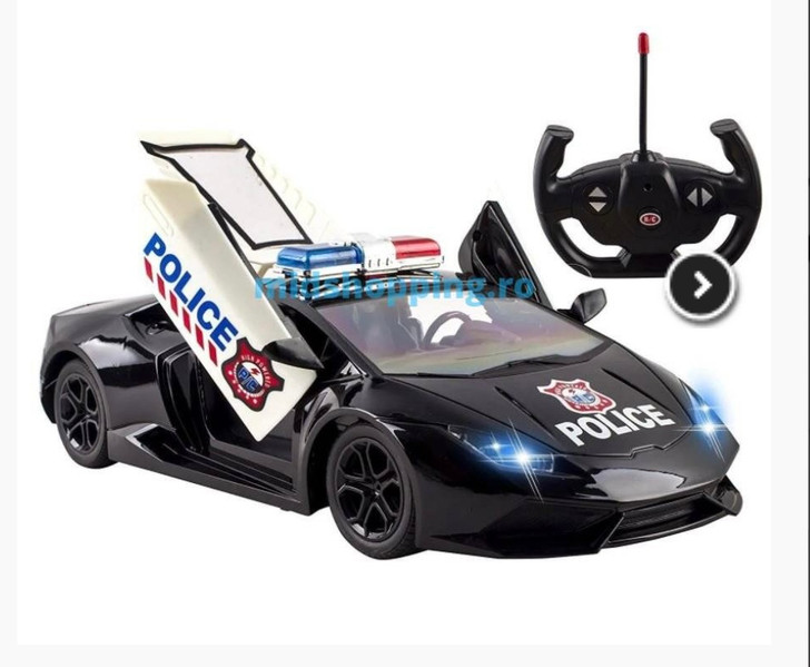 Masina Lamborghini politie neagra cu telecomandă si fum