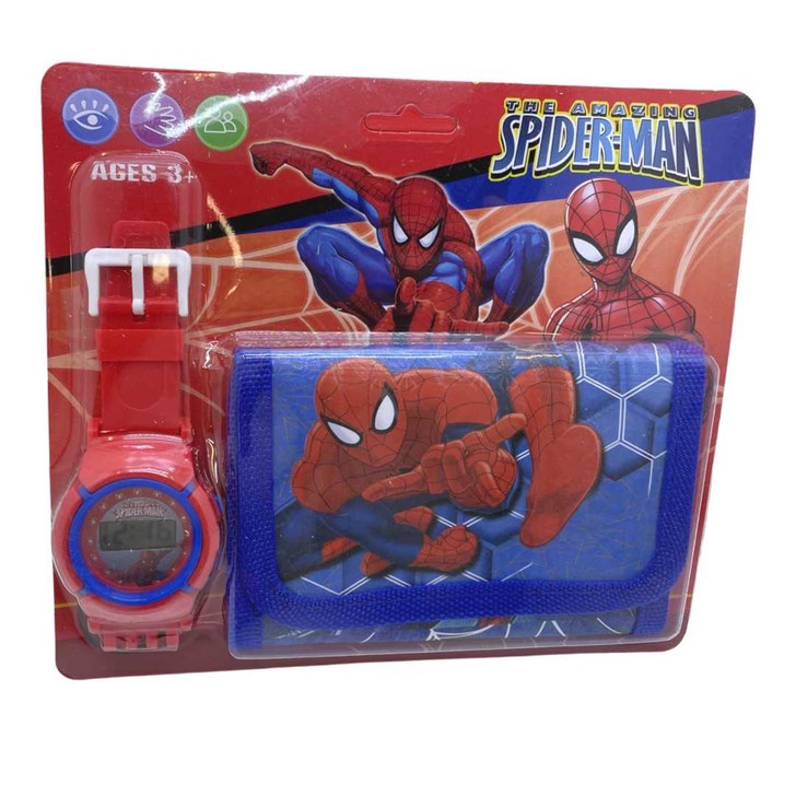 Set ceas electronic Spiderman cu portofel model 2 - Imagine 1