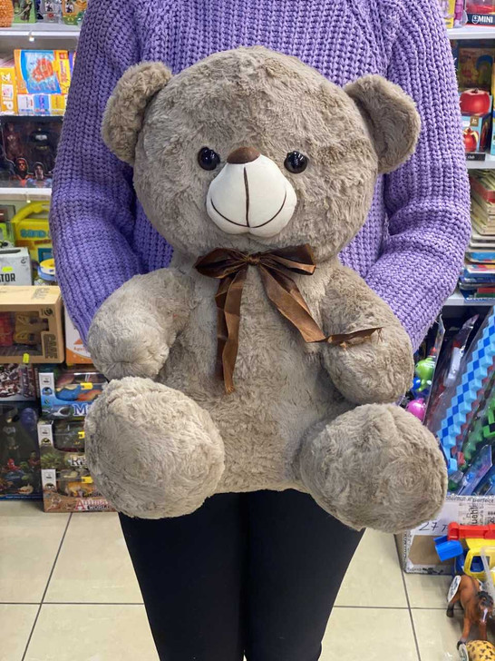 Urs de plus maro cu fundita maro brun 50 cm - Imagine 1
