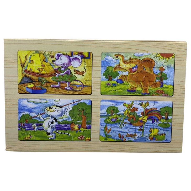 Set 4 puzzle lemn in cutie elefant  - Imagine 2