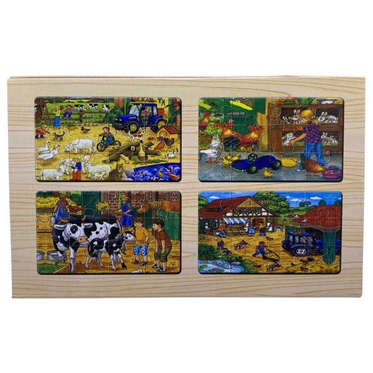 Set 4 puzzle lemn in cutie animale domestice  - Imagine 2