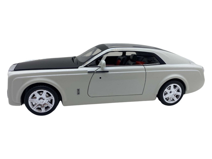 Macheta metal Rolls Royce Phantom limuzina replica deschide usi, capota si portbagaj 19cm alb  - Imagine 2