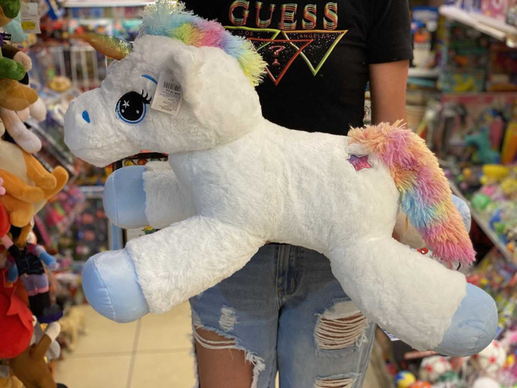 Jucarie unicorn alb de plus 60 cm - Imagine 1