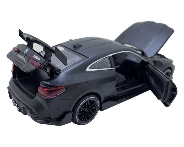 Macheta metal BMW M4 replica deschide usi, capota, portbagaj 16cm negru - Imagine 2