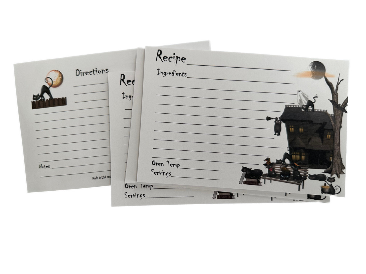 Halloween Stray Cat House 4x6 Recipe Card