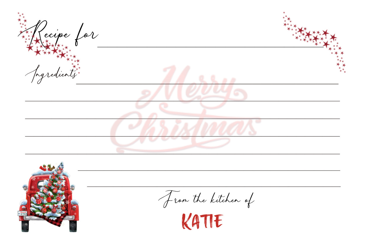Holiday Christmas Delivery Personalized Recipe Card