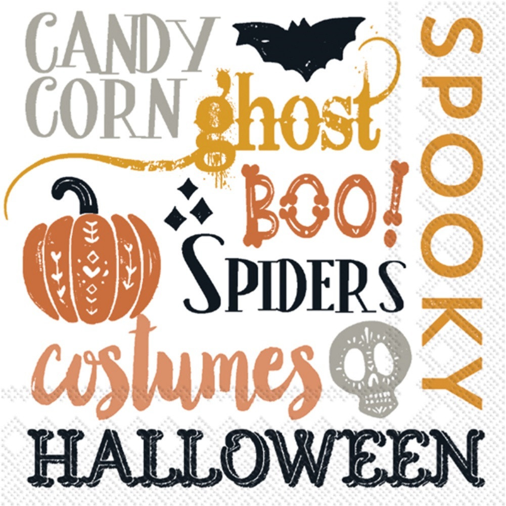 Halloween Words Cocktail Napkin - Thumbnail 2