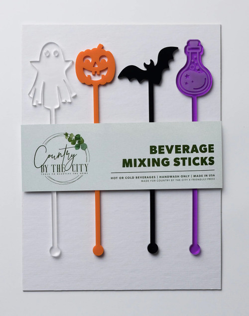 Halloween Spoopy Swizzle Stick/Drink Stirrer Set of 4