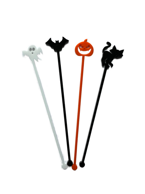 Halloween Assorted Acrylic Swizzle Stick Set of 4
