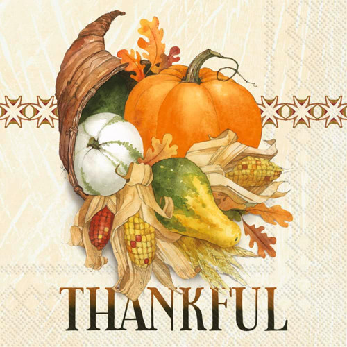 Thankful Cornucopia Autumn Cocktail Napkin Thankful Cornucopia Autumn Cocktail Napkin