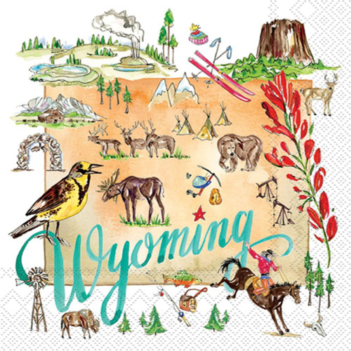 Wyoming State Cocktail Napkin Decoupage
