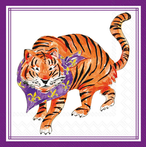 Purple Prowling Tiger Hometown Pride Cocktail Napkin Decoupage