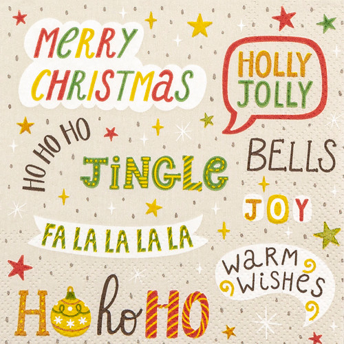 Fa La La Holiday Cocktail Napkin Decoupage