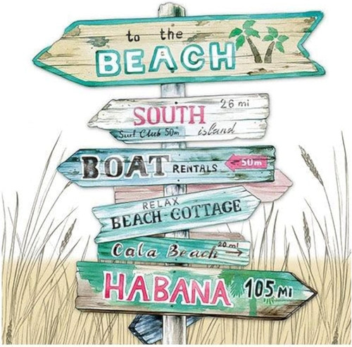Road Signs Sand Beach Lunch Napkin Road Signs Sand Beach Lunch Napkin