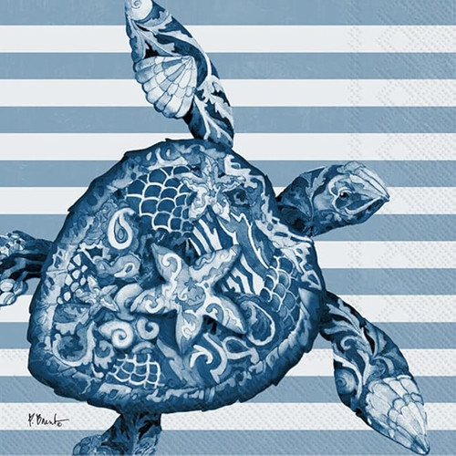 Nassau Sea Turtle Cocktail Napkin, Coastal, Beach Decoupage