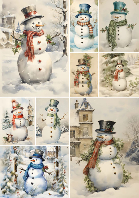 Vintage Snowmen Rice Paper