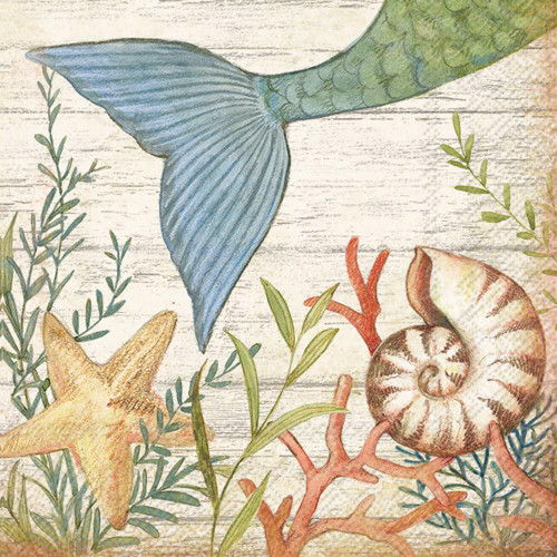 Seas the Day Mermaid Tail Cocktail Napkin