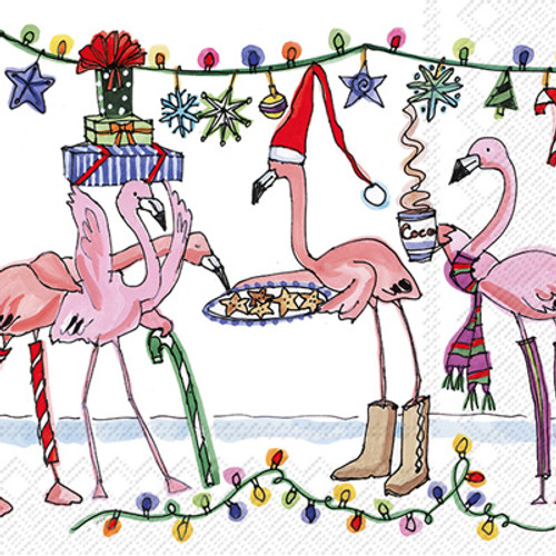 Winter Flamingo Holiday Cocktail Napkin Decoupage Winter Flamingo Holiday Cocktail Napkin Decoupage