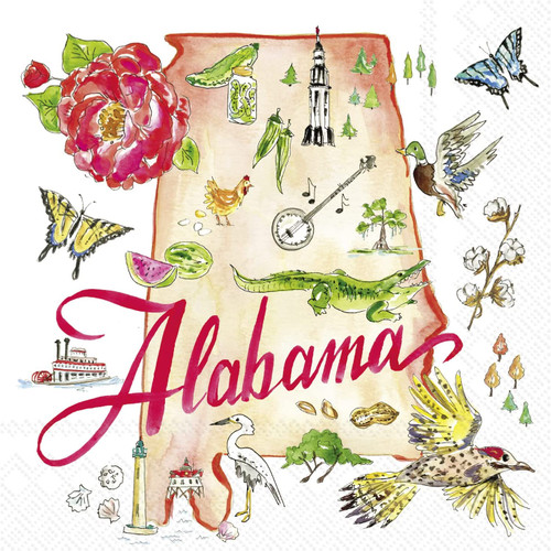 Alabama State Cocktail Napkin Decoupage