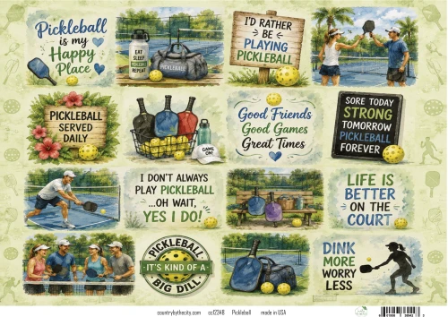Pickleball A4 Decoupage Rice Paper