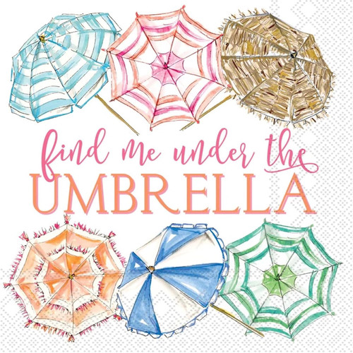 Coral Umbrella Beach Cocktail Napkin Decoupage