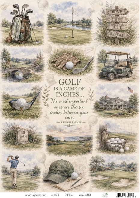 Golf Day A4 Decoupage Rice Paper