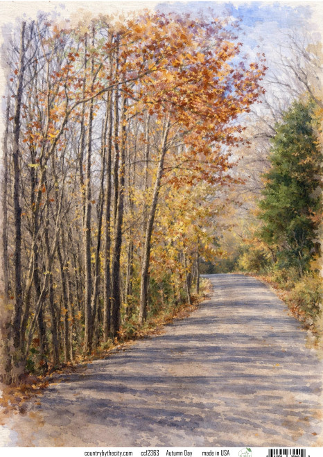 Autumn Day Decoupage Rice Paper, Fall Design