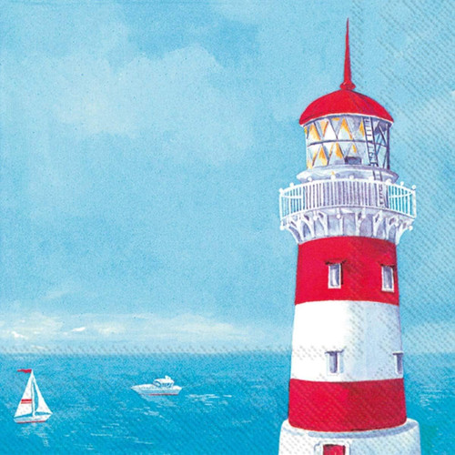 Waterside Coastal Lunch Napkin, Lighthouse, Ocean