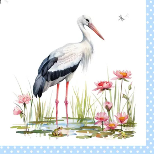 Stork & Frogs Decoupage Lunch Napkin, Tropical, Decoupage