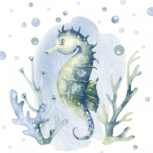 Seahorse Coastal Lunch Napkin, Decoupage