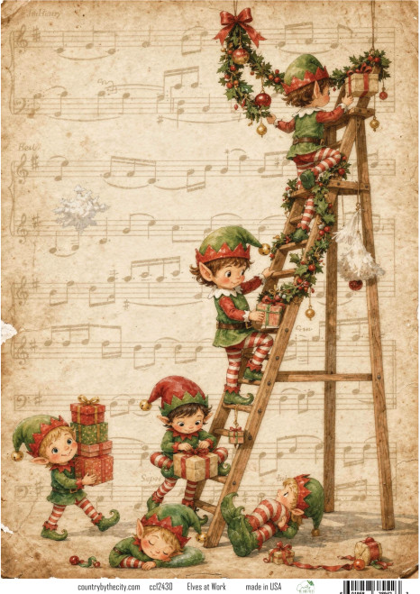 Elves at Work A4 Decoupage Rice Paper