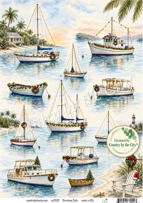 Christmas Sails A4 Decoupage Rice Paper