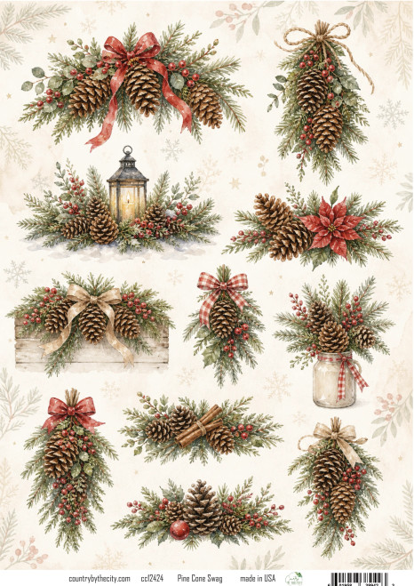 Pine Cone Swag A4 Decoupage Rice Paper