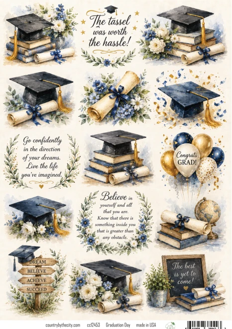 Graduation Day A4 Decoupage Rice Paper