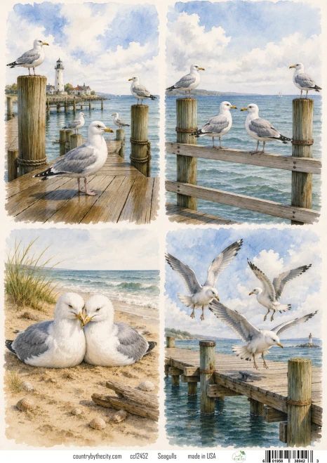 Seagulls Coastal A4 Decoupage Rice Paper