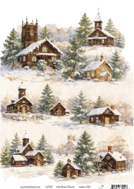 Little Brown Church A4 Decoupage Rice Paper
