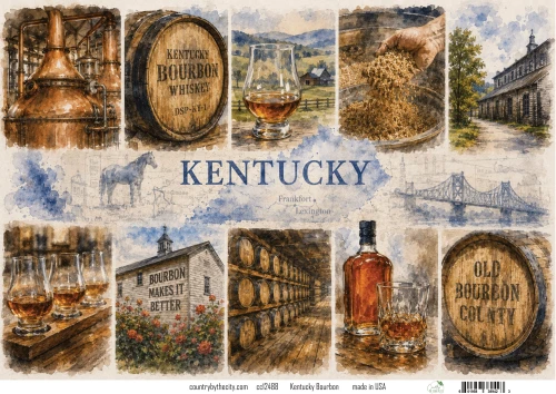 Kentucky Bourbon A4 Decoupage Rice Paper