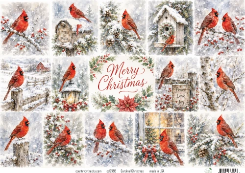 Christmas Cardinal A4 Decoupage Rice Paper