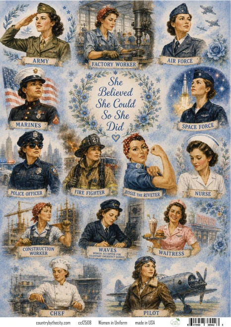 Women In Uniform A4 Decoupage Rice Paper