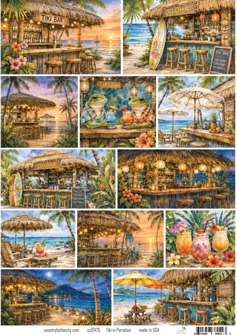 Tiki in Paradise A4 Decoupage Rice Paper