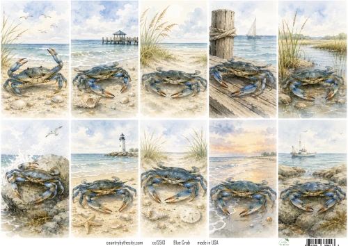 Blue Crab A4 Decoupage Rice Paper